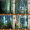 3D printing misty forest bathroom shower curtain green natural landscape home decoration curtain with hook curtain 211116