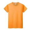 Nouveau col rond couleur unie T-shirt été coton bas chemise à manches courtes hommes et femmes demi-manches WU7FFQXYi