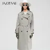 JAZZEVAR arrival autumn trench coat women cotton washed long double-breasted trench loose clothing high quality 9013 210812