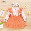 Fancy Dress Skirt Sets Spring 2021 Long Sleeve Toddler Girls Outfits Clothes Crop Clothing For Kids Suits Baby Suspender