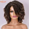 Short Dreadlock Hair Wig Curly Synthetic Soft Faux Locs Wigs With Bangs For Black Women Ombre Crochet Twist Hair Wigs Anniviafactory direct