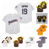 19 Tony Gwynn Jersey 31 Dave Winfield 51 Trevor Hoffman Vintage 1946 1978 1982 Beyzbol Eve Uzakta Yeşil Kahverengi Gri Beyaz Kazak Düğmesi