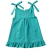 1-4Y Ki Infant Baby Girls Dress Solid Button Sleeveless Belt Mini A-Line Sundress Q0716