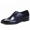 Klänning skor äkta läder män casual business bankett kostym märke brogue bröllop oxford för svart blå