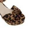Vrouwen zomer sandalen open teen vierkant hoge hak luipaard printschoenen zoete boog jurk wit bruin blauw