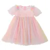 Garota de aniversário lantejoula vestido pastel tulle arco-íris para adolescente S es es brilhar adolescente 210529