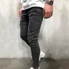 Yuzibao homens casuais rasgados skinny jeans trecho destruído desgastado fino fit denim calça com furo lápis calças calças roupas1