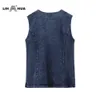 Lih Hua Kvinnors Plus Storlek Casual Denim Vest Stockinet Hög Flexibilitet Casual Jeans Vest Stickad Denim Ol Style 210817