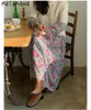マタカワシフォンフレアスリーブロングヴェストド韓国シックスプリングレトロラウンドネック女性ドレスシリーズ小花フェムメローブ210513