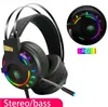 Gaming Headsets 3.5mm Przewodowe słuchawki 7.1 RGB LED Gamer Słuchawki USB z mikrofonem PC dla komputera