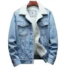 Winter Jean Jackets Men Warm Denim Coats Fashion Cowboy Outerwear Men Liner Thicker Fleece Denim Jacket Black Blue Plus Size 6XL 211029