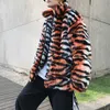 Winter Men's Fur Parkas In Warm Snow Jackets Tiger Pattern Cotton-padded Clothes Loose Thicken Coats Male Youth Wool Trench 210524