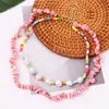 2Pcs/Set Bohemian Multicolor Beads White Pearl Beaded Necklaces For Women Boho Pink Natural Stone Necklace Party Jewelry Gifts