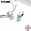 Wostu Mar Tartarugas Charme 925 Sterling Prata Blue Bead Glass Pendant Fit Pulseira Original Colar de Jóias CTC332