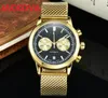 Dwa oczy Sub Dial Work Mens Full Funkcjonalne Zegarki Kwarcowe Skórzane Szafir Wodoodporny Kalendarz Luxury Moda Klasyczne Wodoodporne Mężczyźni Daydate Wristwatch