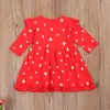 1-5Y Kleinkind Kind Mädchen Rotes Kleid Herbst Frühling Valentinstag Kinder Tutu Party Kleidung 210515