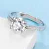 Oevas Real Color Moissanite Bröllopsringar för Kvinnor 18K Vit Guldfärg 100% 925 Sterling Silver Bridal Fine Smycken