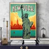 1P New York City Painting Statue of Liberty Canvas Art Modern Cityscape Poster Wall Hanging Picture for Living Room Decoration