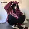 Harajuku Estetyczna żaba Anime Hoodie Kobiety Purpurowy Długi Rękaw Zgładowy Streetwear KPOP Gothic Cosplay Zimowe ubrania Y2K 210712
