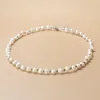 TrustDavis luxe 925 en argent Sterling doux 6mm perle baroque 3mm perles collier ras du cou pour les femmes bijoux de fête de mariage DA1704