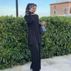 Vêtements ethniques Abaya Ensembles de mode pour femmes musulmanes couleur unie à manches longues doux style simple plis costumes nationaux décontracté quotidien streetwear