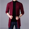 Pull manteaux hommes mode automne hommes Slim longue couleur unie tricoté veste mode hommes pull décontracté Cardigan manteaux 211006