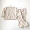 2020 Automne Nouveau bébé garçons filles vêtements ensemble couleur unie enfants sweat-shirt et sarouel deux pièces costume unisexe enfants tenues x0902