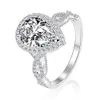 Goccia d'acqua 4ct Moissanite Diamond Ring 100% originale 925 sterling silver Fedi nuziali di fidanzamento Anelli per le donne Gioielleria raffinata