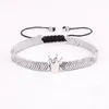 Brins de perles Design perles d'hématite de haute qualité couronne charme amitié macramé Bracelet réglable pour hommes Fawn22