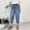 Styl Sether Style Kobiety Luźne Dorywczo Elastyczna Talia Długość Spodnie Bawełniane Denim Haft Harem Jeans W337 210512