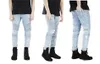 Högkvalitativa Mens Casual Hip Hop Jeans Byxor Slim Fit Motorcykel Mode Skinny Style Biker Stretch Denim Trousers för Man Plus Size 28-42