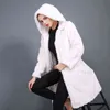 Mode Kvinnor Vit Faux Kanin Fur Coat Varm Fake Long Trench Vinter Kvinna Överrockar Plus Size 3xl 211207