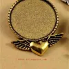 sublimation blank pins brooches retro vintage wings of love ancient silver jewelry transfer printing consumables 18pcs/lot