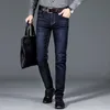 Klassischer Stil Herren Schwarz Blau Regular Fit Jeans Business Casual Stretch Denim Hosen Männliche Markenhose 210716