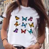 Kadın Grafik Kelebek Sevimli Yaz Tops Bahar 90 S Tarzı Rahat Moda Estetik Baskı Kadın Giysileri Tees