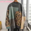 Otoño manga larga jersey de punto suelto moda jersey femme leopardo hit color suéter ZA5272 210427