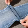 Große Plus Größe 4XL 5XL Frühling Stretch Jeans Frauen High Street Lace Up Harem Hosen Elastische Wasit Patch Manschetten Denim 211115