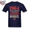 High Quality Birthday T Shirts Oversized Faddish Vintage Letter Tshirt Men 1984 Was Not Supposed To Be An Instruction Manual 210707