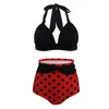 Sexiga kvinnor bikini set baddräkter två bitar baddräkt hög midja tryck push up swimwear bandage strand slitage stil 523 x2