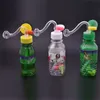 Wholesale smoking water dab rig bong plastic bottle oil burner Bongs 10mm Female Joint with glass bowls and silicone straw