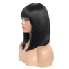 Short Bob Human Human Wigs Brasileiro Perucas Retânsas para Mulheres Negras Cor Natural Máquina Completa Perucas com Bang