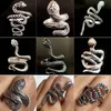 Ensemble 30pcs / lot Top Mix Rétro Punk Exagéré Serpent Bague Hommes Femmes Hip Hop Animal Cool Biker Rocker Bijoux Antique Argent Mal267i