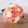 Dekorativa Blommor Kransar Konstgjorda Blomma Fake Växt Rose Carnation Imitation Koreansk Bouquet Bröllop Handkerchief Silk Heminredning