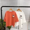 Spring baby girl boy clothes cotton letter top tshirt kids tops long sleeves fashion casual white t shirt dress children clothes 210713