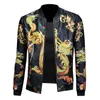 Wiosna Jesień Bombowiec Kurtka Mężczyźni Glod Dragon Print Slim Fit Mens Casual Kurtki Streetwear Social Windbreaker Coat M-5XL 210527