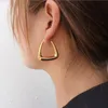 Hoop & Huggie 2021 Vintage Style Tarnish Free 18k Gold Plated Screw Square Smooth Chunky Stainless Steel Earrings For Women Jewelry