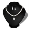 Earrings & Necklace Water Drop Pearl Rhinestone Pendant Jewelry Set For Woman Fashion Earring Exquisite Wedding Wholesale