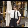 Hemden Kleidung Bekleidung Drop Lieferung 2021 Koreanische Schuluniform Damen Weiße Bluse Hemd Unregelmäßige Vorderseite Rückseite Langes Crop Top Sommer Kurz