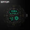 SANDA Sports Men's LED Display Quartz Watch 50m Waterproof Luminous Chronograph Day of the Week show Men's Watch G1022