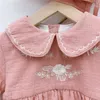 Autumn cute little princess floral embroidery bodysuit with cap baby girls thick 3 colors coveralls 210708